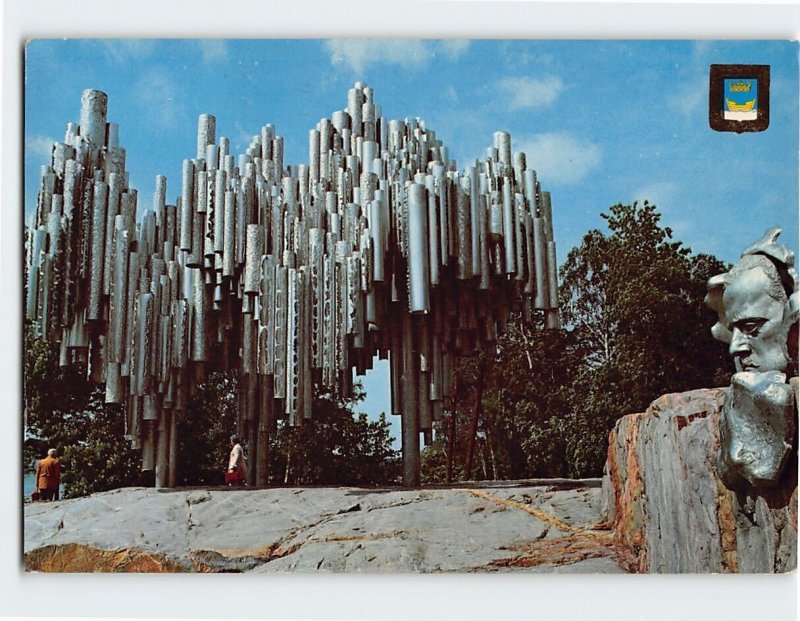 Postcard Jean Sibelius monument, Helsinki, Finland