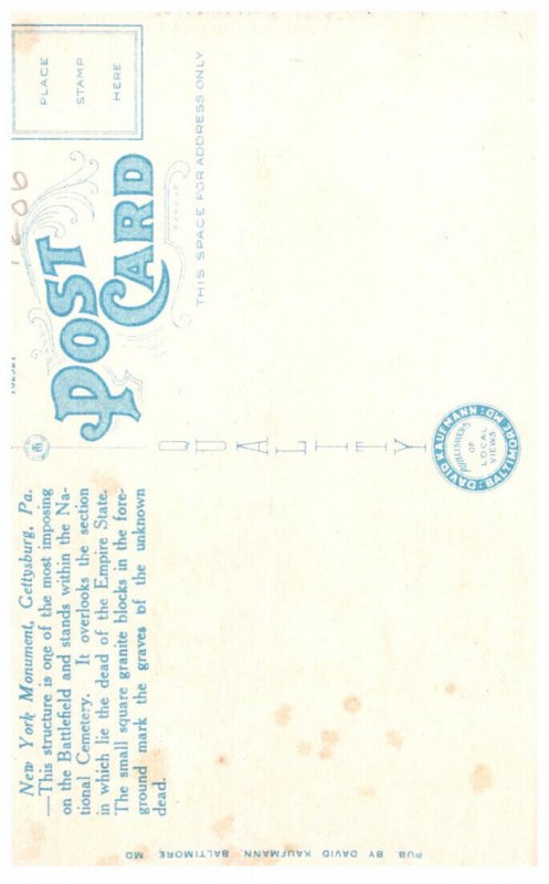 Pennsylvania Gettysburg New York State Monument