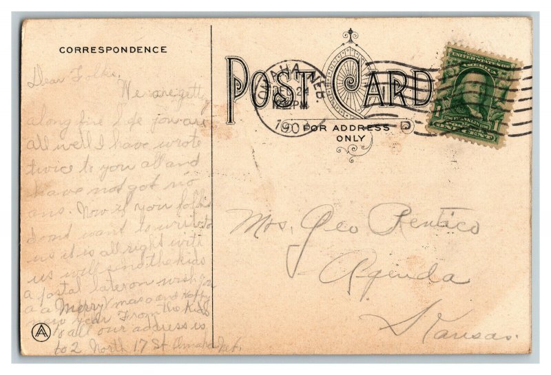 1908 Postcard All Good Wishes For Christmas Vintage Standard View Card 
