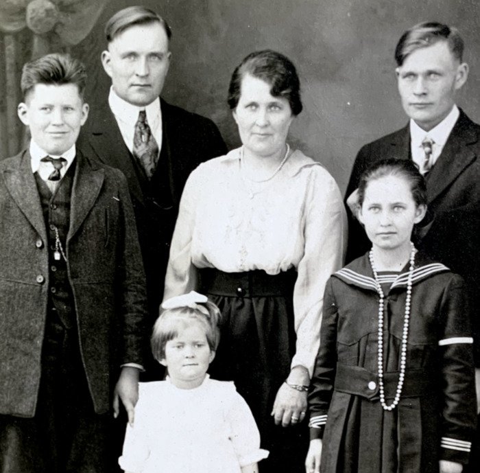 Studio Family Portrait Sailor Dress Real Photo Postcard RPPC