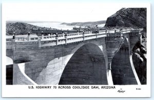 RPPC COOLIDGE DAM, Arizona AZ ~ HIGHWAY 70 ~ ca 1940s Frasher Postcard