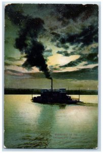 c1910 Steamer Smoke Moonlight on the Sacramento River CA Posted Postcard
