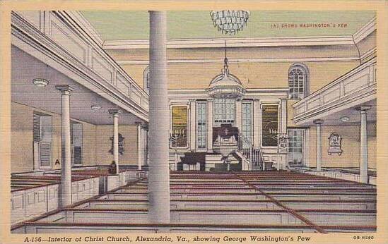 Virginia Alexandria Interior Of Christ Church Showing George Washingtons Pew ...