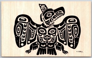 Vtg Eagle Pacific Northwest Kwakiutl Tribe Indian Motif Vintage Greul Postcard