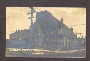 RPPC MONROE LOUISIANA ST. MATTHER'S CHURCH VINTAGE REAL PHOTO POSTCARD