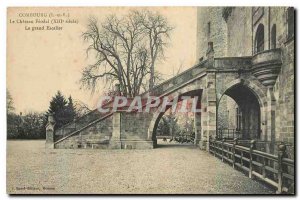 Old Postcard Combourg I and V feudal Chateau Grand Staircase