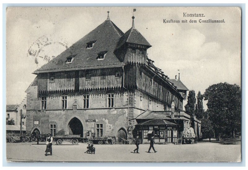 c1910 Department store with the Consilium Hall Konstanz Germany Postcard
