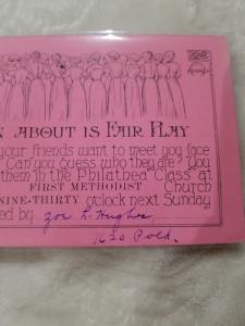 Antique Postcard, Turnabout is Fair Play.  Pink!  From 1915!