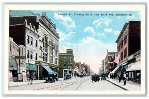 c1920 Seventh St. Looking South Third Ave. Rockford Illinois IL Vintage Postcard