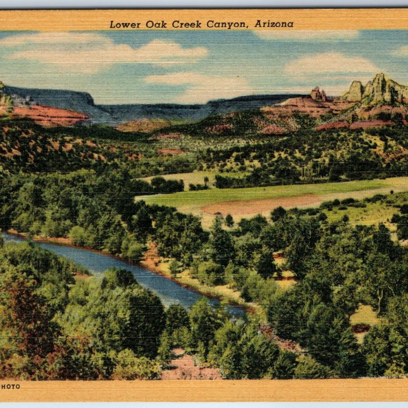 1950 Camp Verde, AZ Oak Creek Canyon Montezuma Castle Nature Scene Teich PC A253