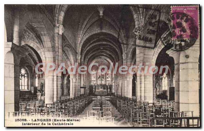 Old Postcard Interior Langres De La Cathedrale