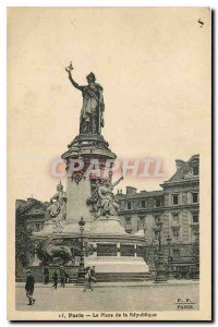 Old Postcard Paris Place de la Republique Lion