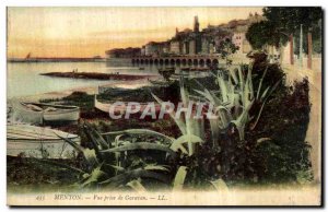 Old Postcard Menton Garavan View from