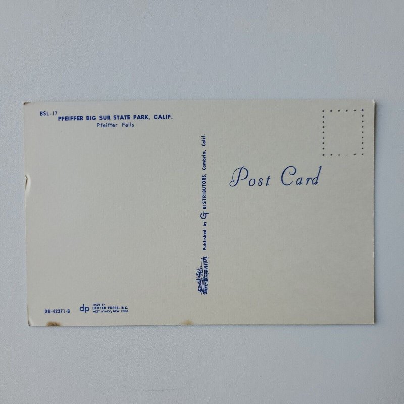 Pfeiffer Falls Big Sur State Park Big Sur CA Postcard