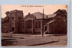 K22/ Jacksonville Illinois Postcard c1910 Grace M.E. Church 217