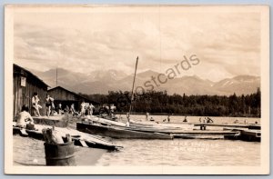 K49/ Anchorage Alaska RPPC Postcard c1940s Lake Spenard Boat Dock  476