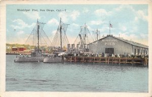 US Navy Boats Municipal Pier San Diego California 1928 postcard