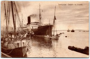 postcard Spain Santander - Detalle del Puerto - 15 c Alfonso stamp 1928