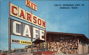 Chehalis Washington WA Kit Carson Caf� Classic 1960s Cars Vintage Postcard