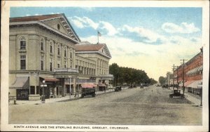 Greeley Colorado CO Ninth Ave Sterling Building Vintage Postcard