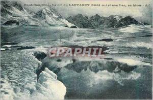 Postcard Old High Dauphine Lautaret (2058 m) and Lake in Winter