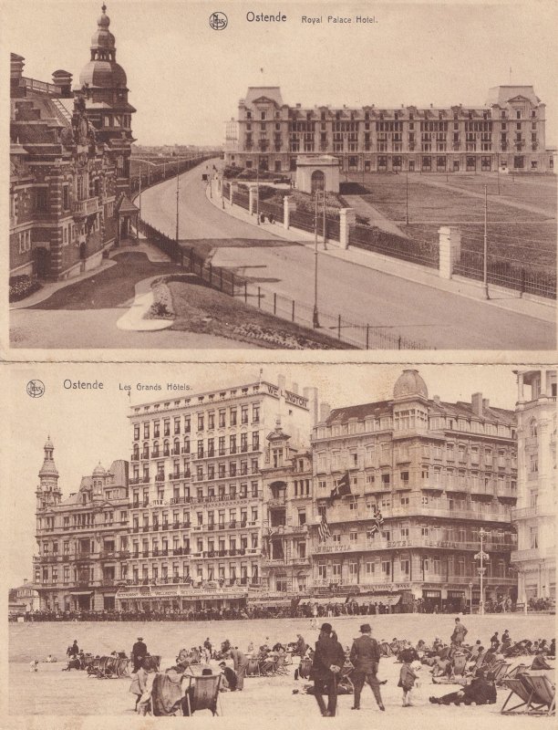 Ostende Royal Palace Les Grands Hotel 2x Postcard s