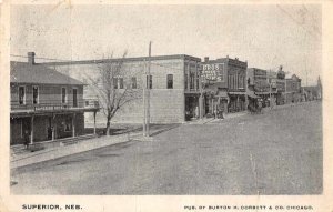 Superior Nebraska Business District Street Scene Vintage Postcard AA4948