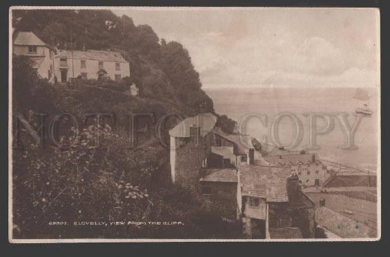 108813 England CLOVELLY Hotel view from Cliff Vintage POSTCARD