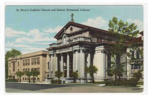 St Mary's Catholic Church & School Richmond Indiana postcard