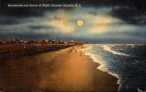 New Jersey Seaside Heights Boardwalk and Beach At Night 1948