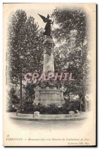 Old Postcard Militaria high monument to the memory of 1870 Perpignan fighters