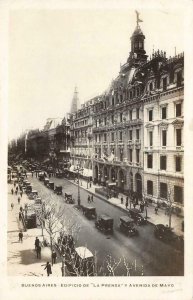 RPPC Buenos Aires Edificio de La Prensa y Avenida de Mayo c1920s Postcard