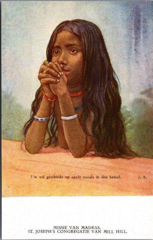 India St Joseph's Congregatie Van Mill Hill Madras Girl Vintage Postcard C150