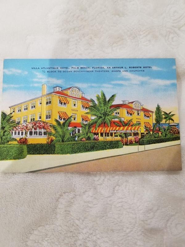 Antique Postcard entitled Villa Atlantique Hotel, Palm Beach, Florida