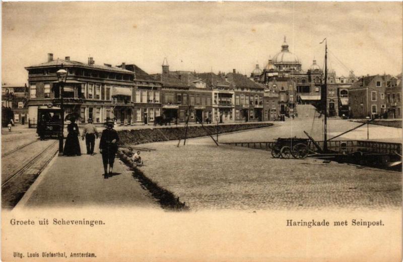 CPA AK Groete uit SCHEVENINGEN Haringkade met Seinpost NETHERLANDS (602138)