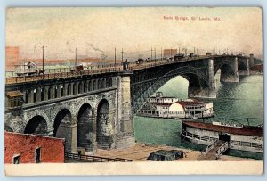 St. Louis Missouri Postcard Eads Park Reservoir Baker's Pass Boats 19...