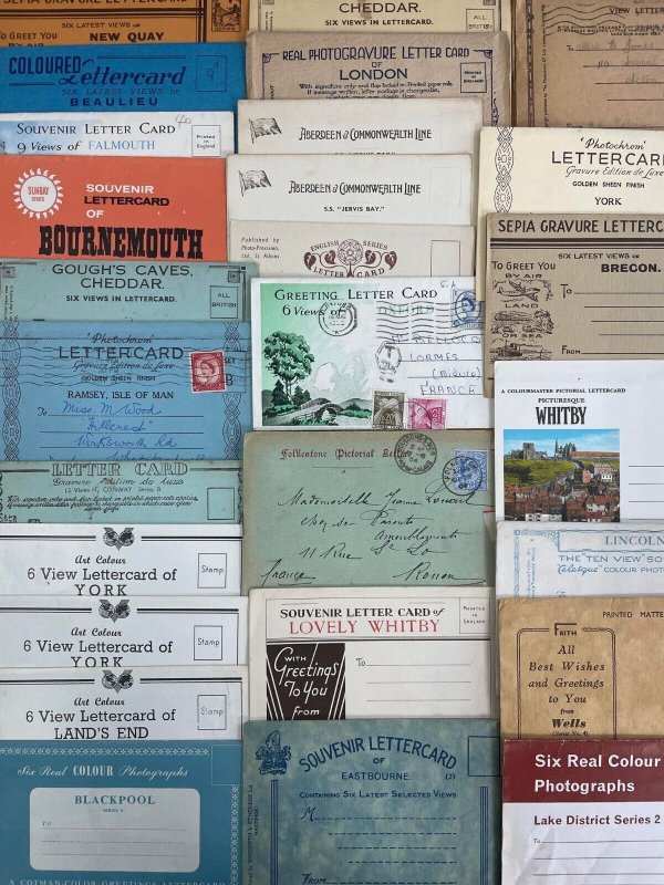 Bulk lot 55 british multi views leporello letter cards England / Great Britain 