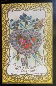 Vintage Victorian Postcard 1910 Sweet as Violets is My Valentine - Violet Heart