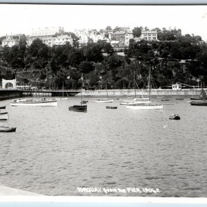 c1930s Torquay, Devon, England RPPC Pier English Channel Real Photo Boats A141