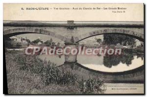 Postcard Old Raon L'Etape Vue Generale Pont du Chemin de Fer large mills