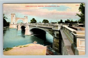Indianapolis IN-Indiana, Emrichsville Bridge, Arch, River Vintage c1909 Postcard