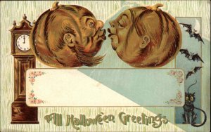 Halloween JOL People Kiss #2040 c1910 Embossed Postcard