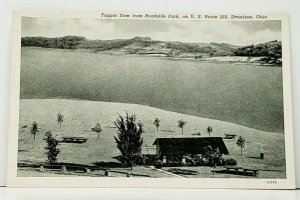 Dennison Ohio Tappin Dam from Roadside Park on US 250 Curteich Postcard F6