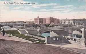 Iowa Des Moines River Front VIew 1917 Curteich