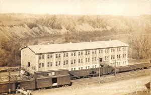 Newaygo Michigan c1910 RPPC Real Photo Postcard Engineering Plant Rail Cars