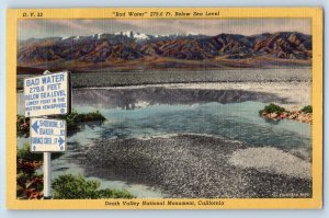 1940 Death Valley California Vintage Postcard Bad Water 279 FT National Monument