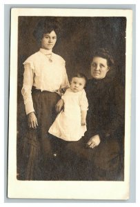 Vintage Early 1920's RPPC Photo of Family of Three