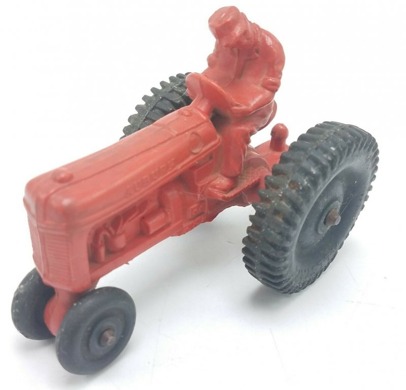 Vintage Auburn Rubber Co 4 Toy Tractor Red W/ Black Wheels