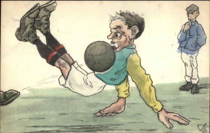 Soccer Football - Great Art Hand Colored c1910 Postcard Printed in Hungary jrf