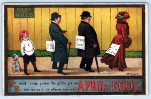 1909 APRIL FOOL BOY DOG SEE OURSELVES AS OTHER SEE US HUMOROUS ANTIQUE POSTCARD